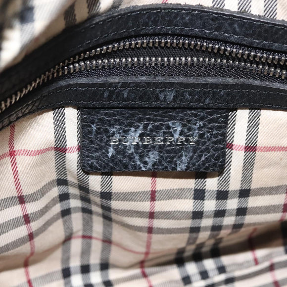BURBERRY Hand Bag Leather Black Silver Auth am9047