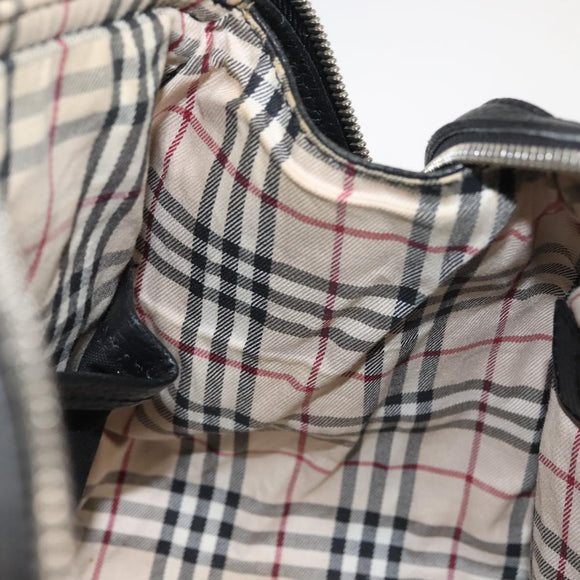 BURBERRY Hand Bag Leather Black Silver Auth am9047