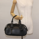 BURBERRY Hand Bag Leather Black Silver Auth am9047-21
