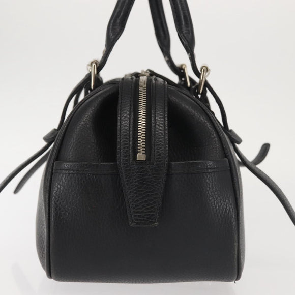 BURBERRY Hand Bag Leather Black Silver Auth am9047