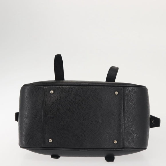 BURBERRY Hand Bag Leather Black Silver Auth am9047