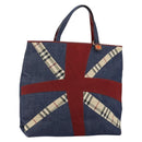 BURBERRY Hand Bag Denim Blue Auth am9048-1