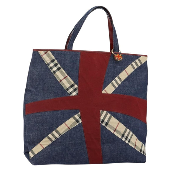BURBERRY Hand Bag Denim Blue Auth am9048