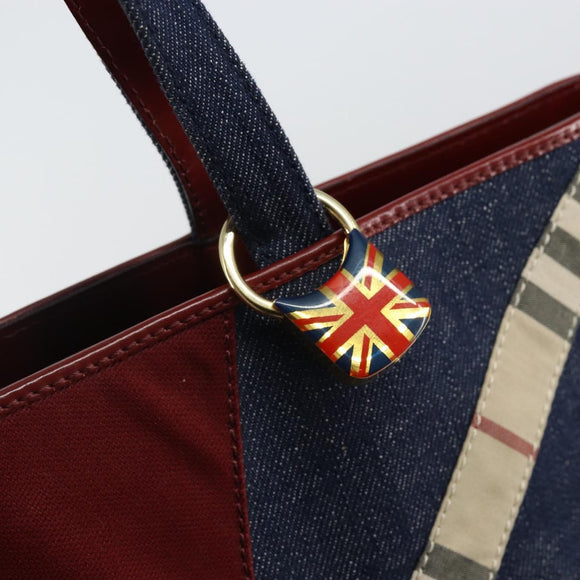 BURBERRY Hand Bag Denim Blue Auth am9048