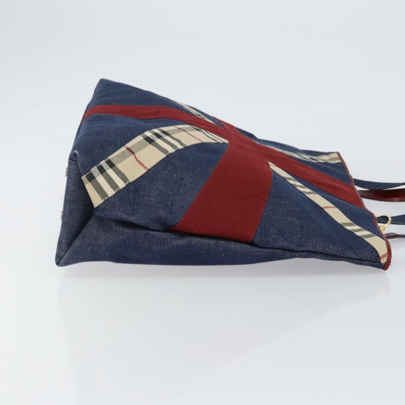 BURBERRY Hand Bag Denim Blue Auth am9048