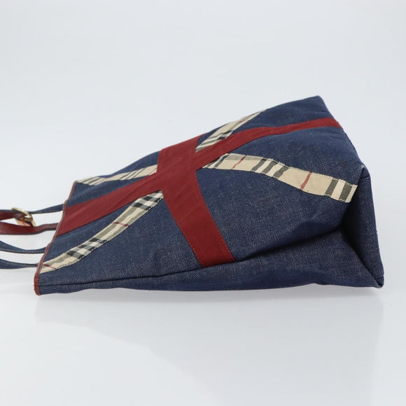 BURBERRY Hand Bag Denim Blue Auth am9048