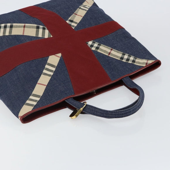 BURBERRY Hand Bag Denim Blue Auth am9048
