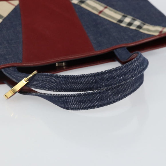 BURBERRY Hand Bag Denim Blue Auth am9048