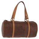 ETRO Paisley Hand Bag PVC Leather Brown Gold Auth am9049-1