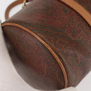 ETRO Paisley Hand Bag PVC Leather Brown Gold Auth am9049-14