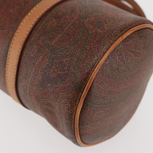 ETRO Paisley Hand Bag PVC Leather Brown Gold Auth am9049