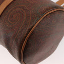 ETRO Paisley Hand Bag PVC Leather Brown Gold Auth am9049-16