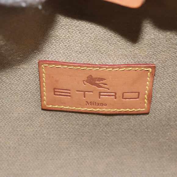 ETRO Paisley Hand Bag PVC Leather Brown Gold Auth am9049