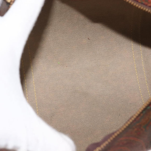 ETRO Paisley Hand Bag PVC Leather Brown Gold Auth am9049