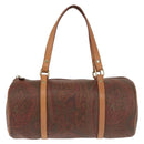 ETRO Paisley Hand Bag PVC Leather Brown Gold Auth am9049-13