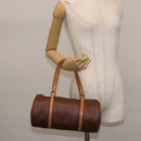 ETRO Paisley Hand Bag PVC Leather Brown Gold Auth am9049-20