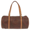 ETRO Paisley Hand Bag PVC Leather Brown Gold Auth am9049-2