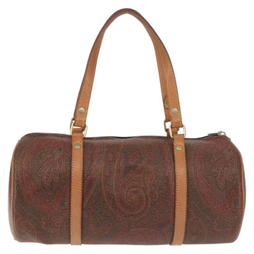ETRO Paisley Hand Bag PVC Leather Brown Gold Auth am9049 - 0