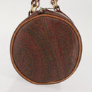 ETRO Paisley Hand Bag PVC Leather Brown Gold Auth am9049-4