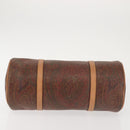 ETRO Paisley Hand Bag PVC Leather Brown Gold Auth am9049-5