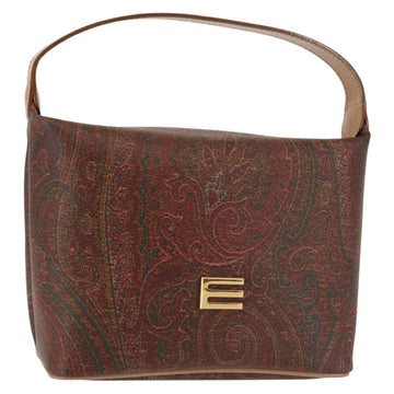 ETRO Paisley Hand Bag PVC Leather Brown Gold Auth am9050
