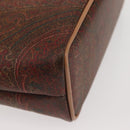 ETRO Paisley Hand Bag PVC Leather Brown Gold Auth am9050-16