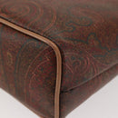 ETRO Paisley Hand Bag PVC Leather Brown Gold Auth am9050-9