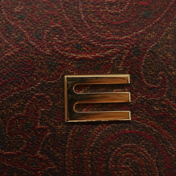 ETRO Paisley Hand Bag PVC Leather Brown Gold Auth am9050