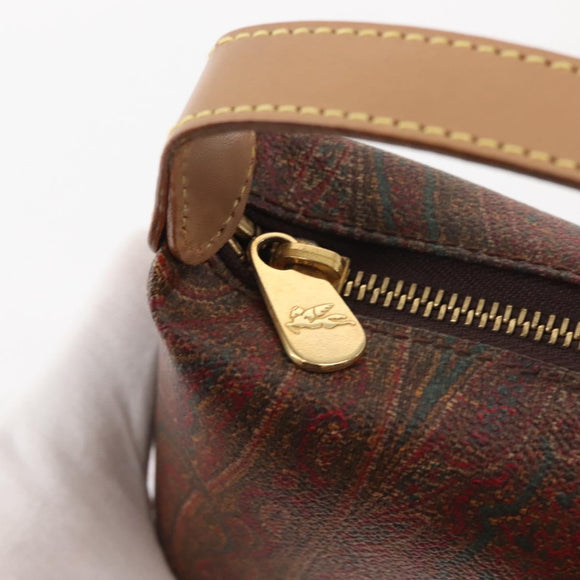 ETRO Paisley Hand Bag PVC Leather Brown Gold Auth am9050