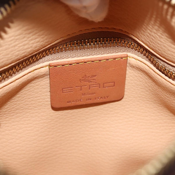 ETRO Paisley Hand Bag PVC Leather Brown Gold Auth am9050