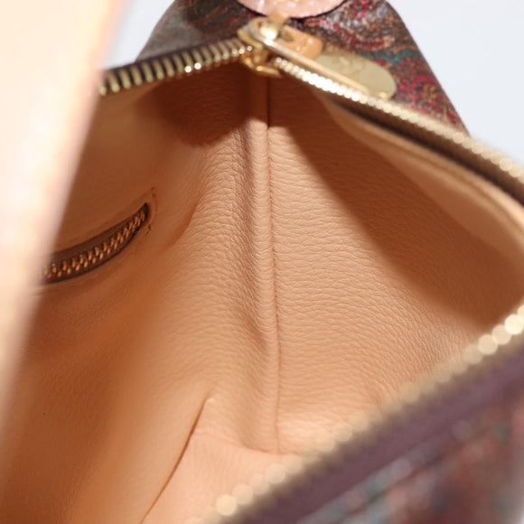 ETRO Paisley Hand Bag PVC Leather Brown Gold Auth am9050