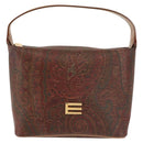 ETRO Paisley Hand Bag PVC Leather Brown Gold Auth am9050-13