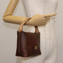 ETRO Paisley Hand Bag PVC Leather Brown Gold Auth am9050-22