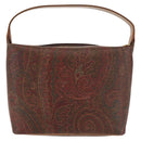 ETRO Paisley Hand Bag PVC Leather Brown Gold Auth am9050-2