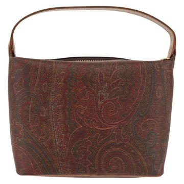 ETRO Paisley Hand Bag PVC Leather Brown Gold Auth am9050 - 0