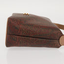 ETRO Paisley Hand Bag PVC Leather Brown Gold Auth am9050-3