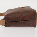 ETRO Paisley Hand Bag PVC Leather Brown Gold Auth am9050-4