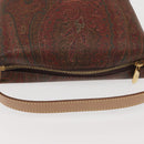 ETRO Paisley Hand Bag PVC Leather Brown Gold Auth am9050-6