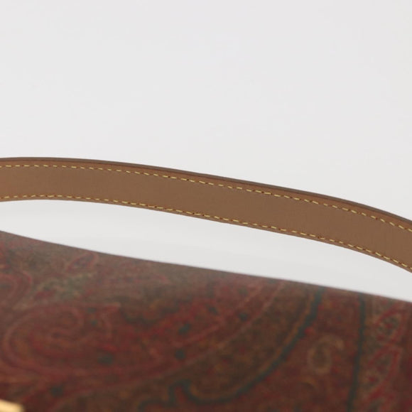 ETRO Paisley Hand Bag PVC Leather Brown Gold Auth am9050