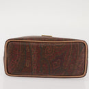 ETRO Paisley Hand Bag PVC Leather Brown Gold Auth am9050-5