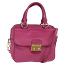 Miu Miu Matelasse Hand Bag Leather 2way Pink Gold Auth am9052-1