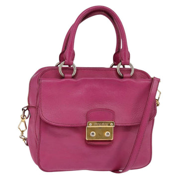 Miu Miu Matelasse Hand Bag Leather 2way Pink Gold Auth am9052