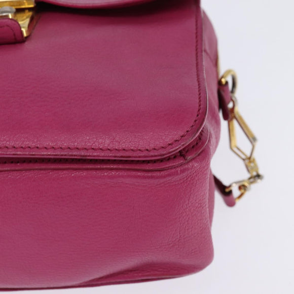 Miu Miu Matelasse Hand Bag Leather 2way Pink Gold Auth am9052