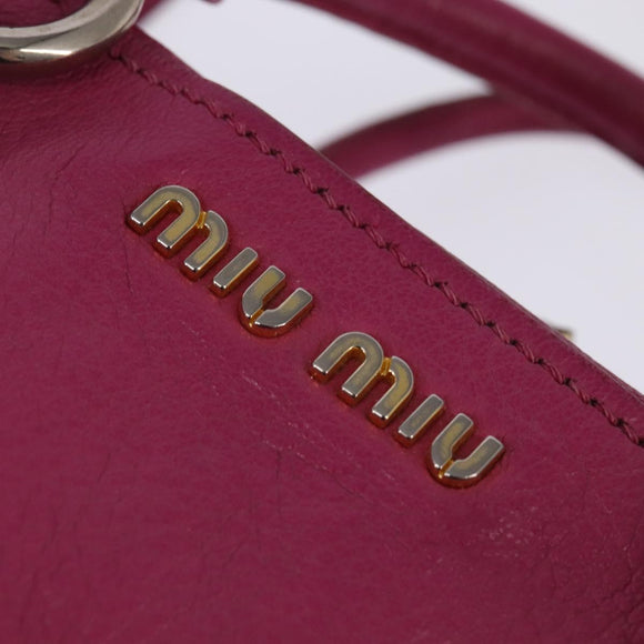 Miu Miu Matelasse Hand Bag Leather 2way Pink Gold Auth am9052