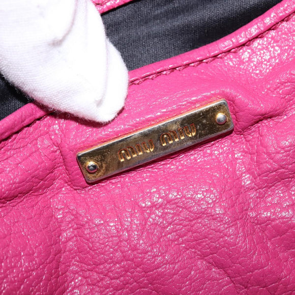 Miu Miu Matelasse Hand Bag Leather 2way Pink Gold Auth am9052