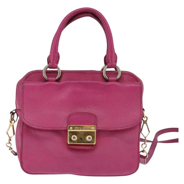 Miu Miu Matelasse Hand Bag Leather 2way Pink Gold Auth am9052 - 0