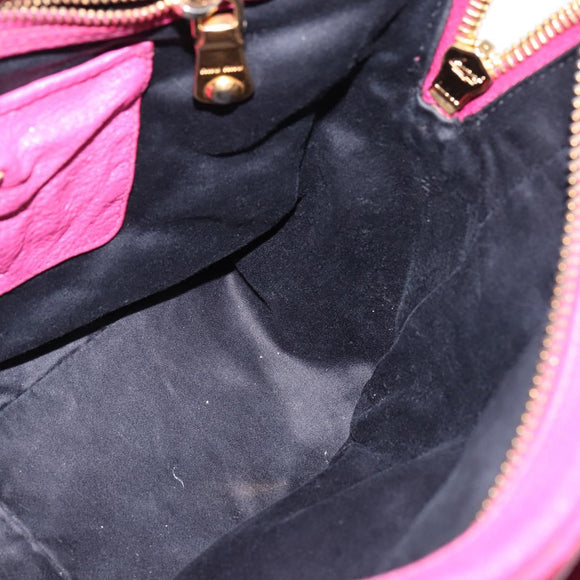 Miu Miu Matelasse Hand Bag Leather 2way Pink Gold Auth am9052