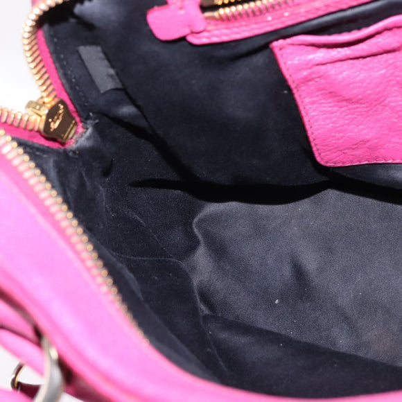 Miu Miu Matelasse Hand Bag Leather 2way Pink Gold Auth am9052