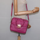 Miu Miu Matelasse Hand Bag Leather 2way Pink Gold Auth am9052-25
