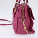 Miu Miu Matelasse Hand Bag Leather 2way Pink Gold Auth am9052-4